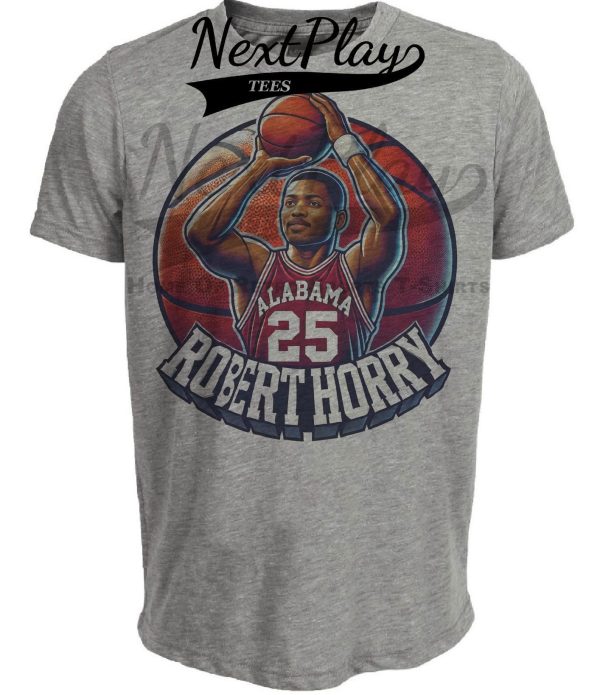 Alabama Crimson Tide Robert Horry Exclusive Retro March Madness Basketball Artwork Heather Gray Sublimated T-Shirt