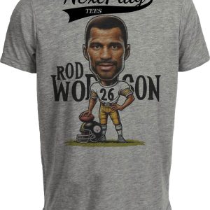 Pittsburgh Steelers Rod Woodson Exclusive Retro Football 1989 Artwork Heather Gray Sublimated T-Shirt