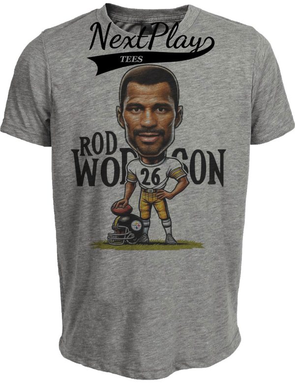 Pittsburgh Steelers Rod Woodson Exclusive Retro Football 1989 Artwork Heather Gray Sublimated T-Shirt