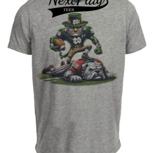 Notre Dame Fighting Irish vs. Georgia Bulldogs Exclusive Retro Rivalries Playoff Football Intense Artwork Heather Gray Sublimated T-Shirt