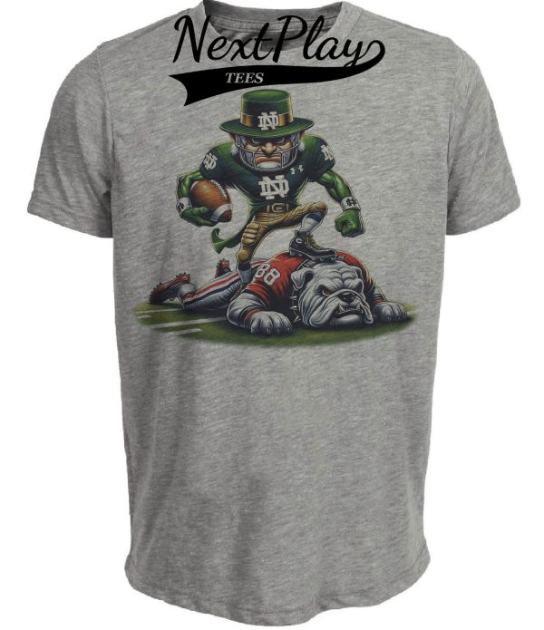 Notre Dame Fighting Irish vs. Georgia Bulldogs Exclusive Retro Rivalries Playoff Football Intense Artwork Heather Gray Sublimated T-Shirt