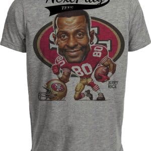 San Francisco 49ers Jerry Rice Exclusive Retro Football 1986 Artwork Heather Gray Sublimated T-Shirt