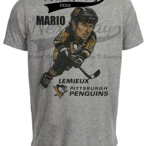 Pittsburgh Penguins Mario Lemieux Exclusive Retro Hockey 1991 Artwork Heather Gray Sublimated T-Shirt