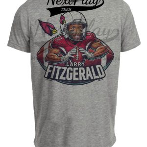 Arizona Cardinals Larry Fitzgerald Exclusive Retro Football Artwork Heather Gray Sublimated T-Shirt