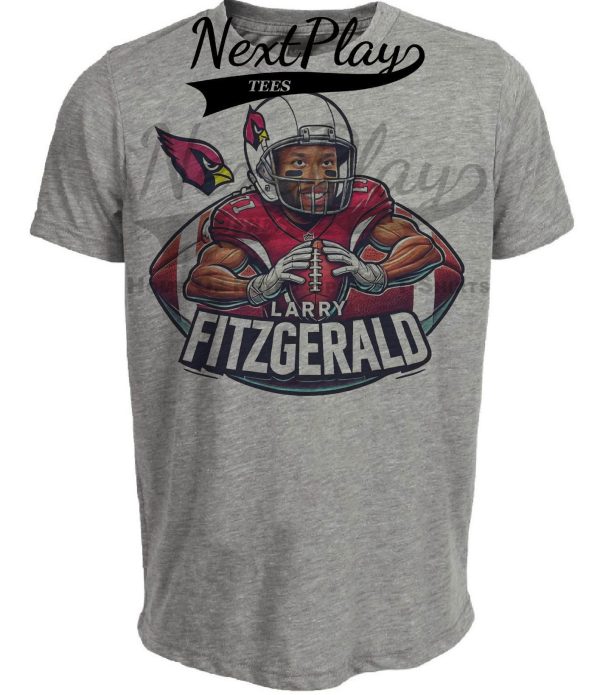 Arizona Cardinals Larry Fitzgerald Exclusive Retro Football Artwork Heather Gray Sublimated T-Shirt