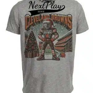 Cleveland Browns Holiday Exclusive Retro Football Artwork Heather Gray Sublimated T-Shirt