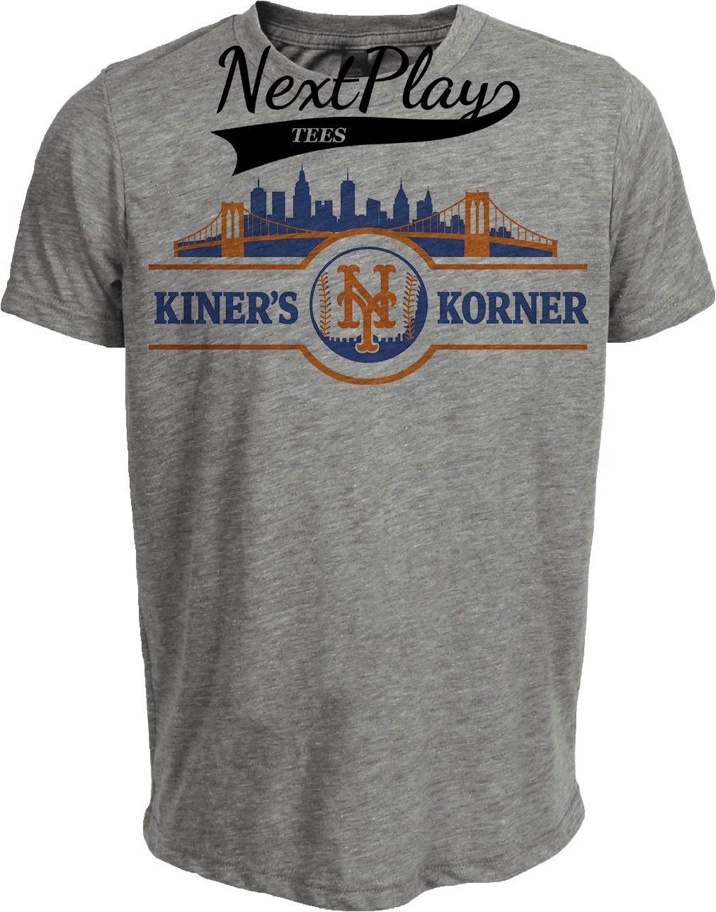 New York Mets Kiner’s Korner Retro Baseball Gray Sublimated T-Shirt