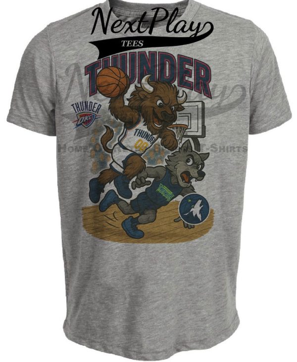Oklahoma City Thunder vs. Minnesota Timberwolves Exclusive Retro Rivalries Basketball Artwork Heather Gray Sublimated T-Shirt