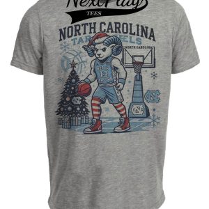 North Carolina Tar Heels Holiday Exclusive Retro Basketball Artwork Heather Gray Sublimated T-Shirt