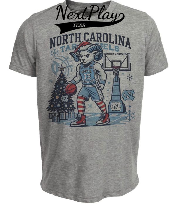 North Carolina Tar Heels Holiday Exclusive Retro Basketball Artwork Heather Gray Sublimated T-Shirt