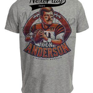 Cincinnati Bengals Ken Anderson Exclusive Retro Football Artwork Heather Gray Sublimated T-Shirt