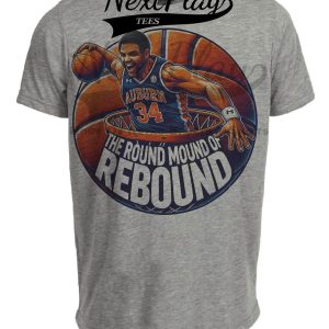 Auburn Tigers Charles Barkley Round Mound Of Rebound Exclusive Retro March Madness Basketball Artwork Heather Gray Sublimated T-Shirt