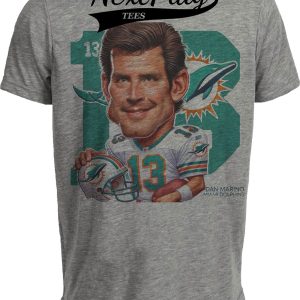 Miami Dolphins Dan Marino QB Exclusive Retro Football 1984 Artwork Heather Gray Sublimated T-Shirt