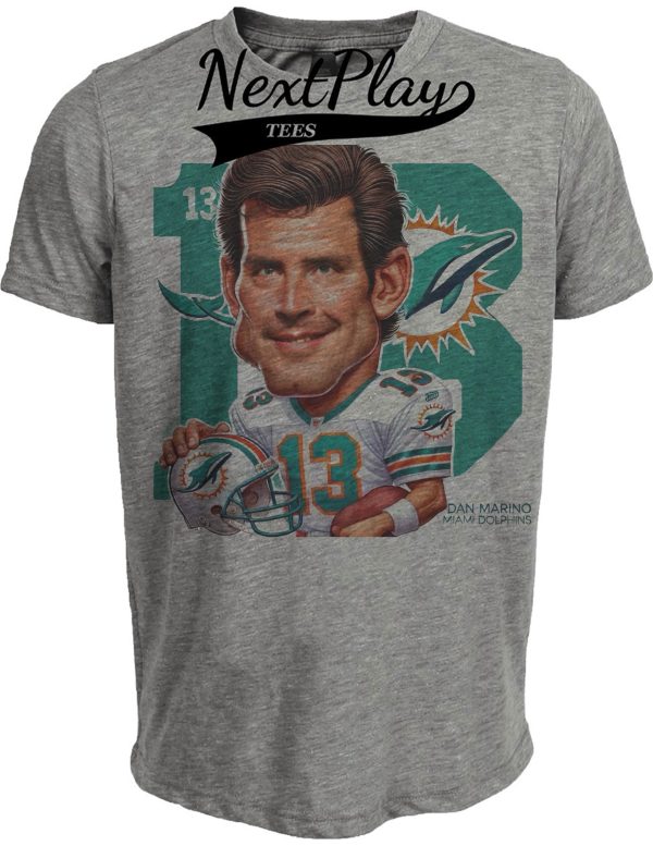 Miami Dolphins Dan Marino QB Exclusive Retro Football 1984 Artwork Heather Gray Sublimated T-Shirt