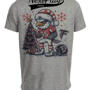 Atlanta Falcons Holiday Exclusive Retro Football Artwork Heather Gray Sublimated T-Shirt