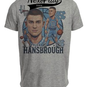 North Carolina Tar Heels Tyler Hansbrough Exclusive Retro Basketball 2005 Artwork Heather Gray Sublimated T-Shirt