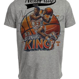 Tennessee Volunteers Bernard King Exclusive Retro March Madness Basketball Artwork Heather Gray Sublimated T-Shirt