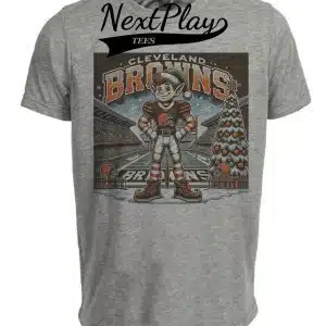 Cleveland Browns Holiday Exclusive Retro Football Mascot Artwork Heather Gray Sublimated T-Shirt