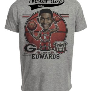 Georgia Bulldogs Anthony Edwards Exclusive Retro Basketball Dawgs Artwork Heather Gray Sublimated T-Shirt