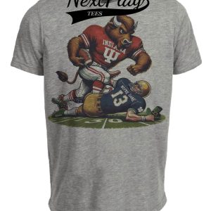 Indiana Hoosiers vs. Notre Dame Fighting Irish Exclusive Retro Rivalries Playoff Football Artwork Heather Gray Sublimated T-Shirt