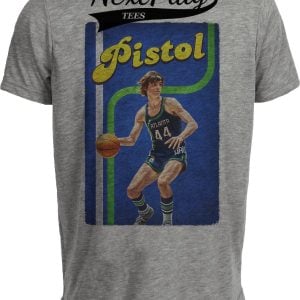Atlanta Hawks Retro Pistol Pete Maravich Basketball 1969 Artwork Heather Gray Sublimated T-Shirt