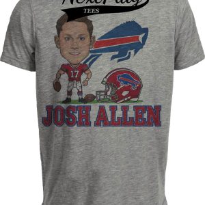 Buffalo Bills Josh Allen Exclusive Retro Football Artwork Heather Gray Sublimated T-Shirt