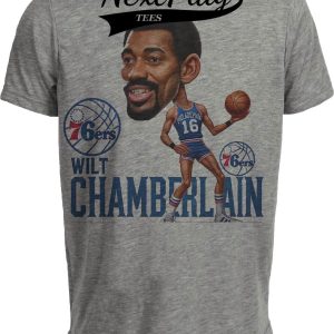 Philadelphia 76ers Wilt Chamberlain Exclusive Retro Basketball 1966 Artwork Heather Gray Sublimated T-Shirt