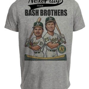 Oakland A’s Bash Brothers Jose Canseco Mark McGwire Exclusive Retro Baseball 1987 Artwork Heather Gray Sublimated T-Shirt