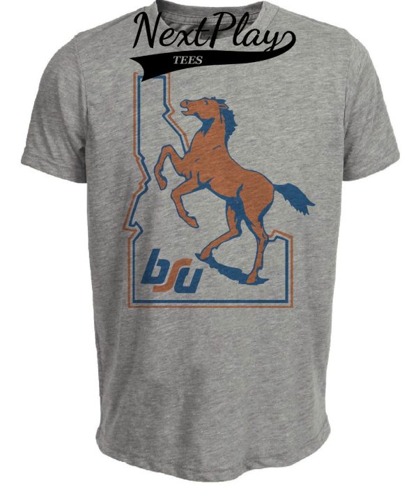 Boise State Broncos Retro Football 1983 Artwork Heather Gray Sublimated T-Shirt