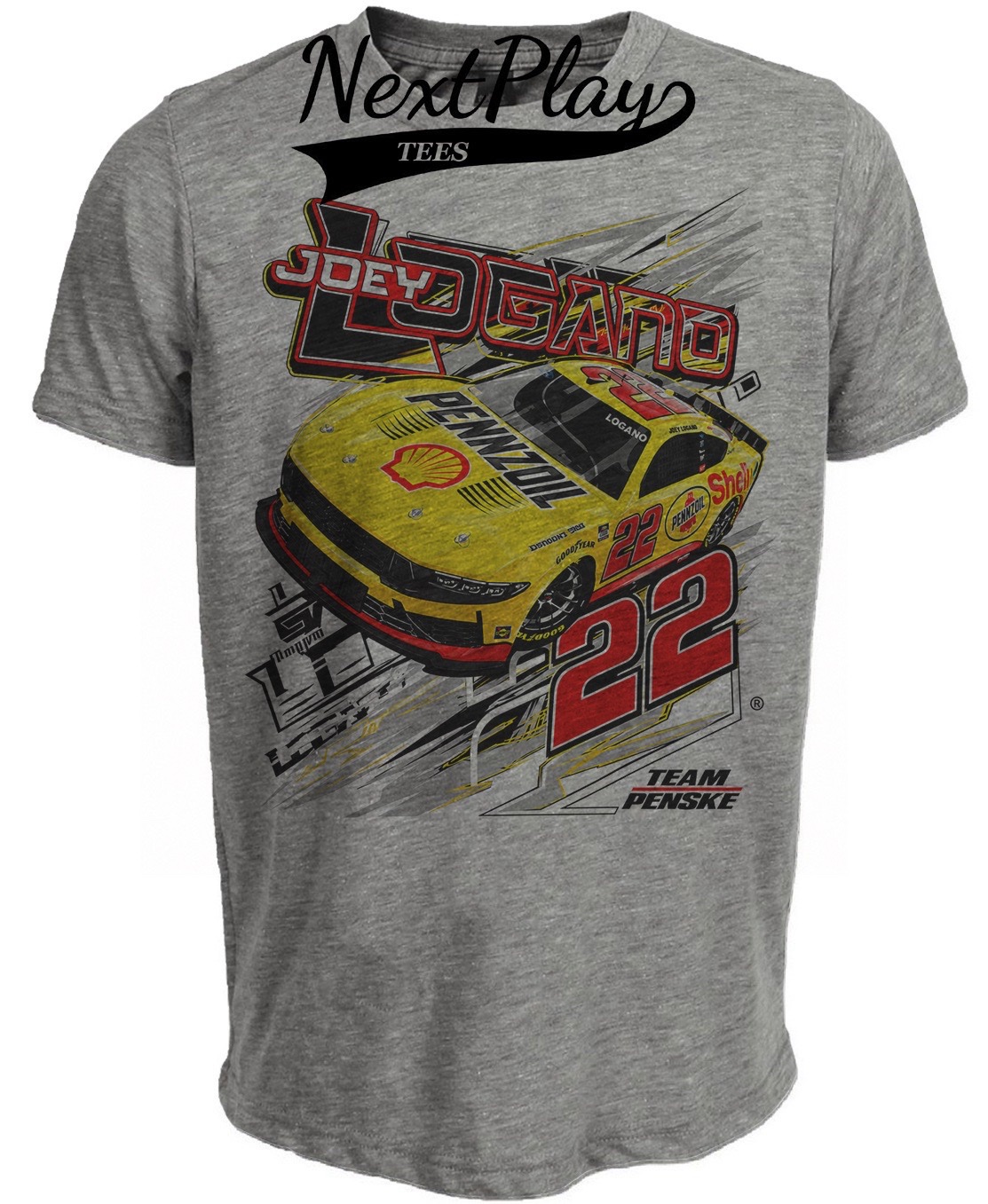 Joey Logano Driver Retro Racing Gray Sublimated T-Shirt