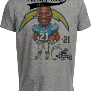 San Diego Chargers LaDainian Tomlinson Exclusive Retro Football 2001 Artwork Heather Gray Sublimated T-Shirt