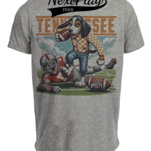 Tennessee Volunteers vs. Ohio State Buckeyes Exclusive Retro Rivalries Playoff Football Artwork Heather Gray Sublimated T-Shirt