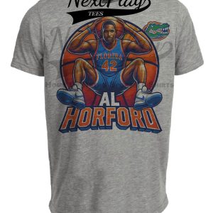 Florida Gators Al Horford Exclusive Retro March Madness Basketball Artwork Heather Gray Sublimated T-Shirt