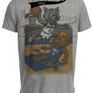 Minnesota Timberwolves vs. Oklahoma City Thunder Exclusive Retro Rivalries Basketball Artwork Heather Gray Sublimated T-Shirt