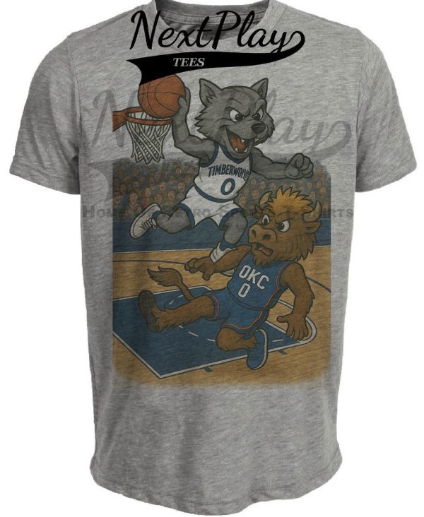 Minnesota Timberwolves vs. Oklahoma City Thunder Exclusive Retro Rivalries Basketball Artwork Heather Gray Sublimated T-Shirt