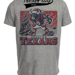 Houston Texans Holiday Exclusive Retro Football Artwork Heather Gray Sublimated T-Shirt