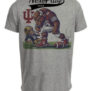Indiana Hoosiers vs. Notre Dame Fighting Irish Exclusive Retro Rivalries Playoff Football Artwork Heather Gray Sublimated T-Shirt