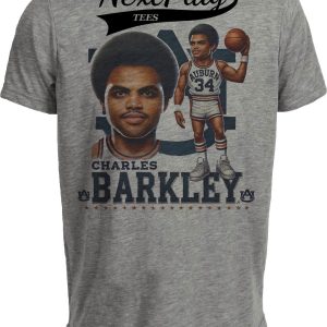 Auburn Tigers Charles Barkley Exclusive Retro Basketball 1984 Artwork Heather Gray Sublimated T-Shirt