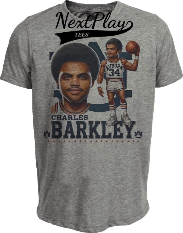 Auburn Tigers Charles Barkley Exclusive Retro Basketball 1984 Artwork Heather Gray Sublimated T-Shirt