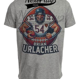 Chicago Bears Brian Urlacher Exclusive Retro Football Artwork Heather Gray Sublimated T-Shirt