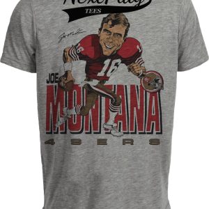 San Francisco 49ers Joe Montana Caricature Retro Football 1984 Artwork Heather Gray Sublimated T-Shirt