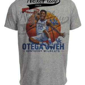Kentucky Wildcats Otega Oweh UK Exclusive Retro March Madness Basketball Artwork Heather Gray Sublimated T-Shirt