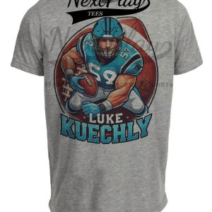 Carolina Panthers Luke Kuechly Exclusive Retro Football Artwork Heather Gray Sublimated T-Shirt