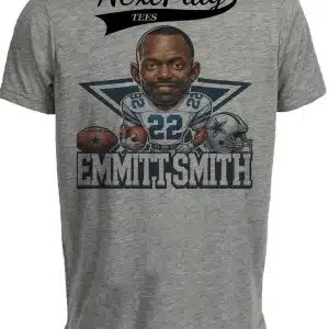 Dallas Cowboys Emmitt Smith Exclusive Retro Football 1990 Artwork Heather Gray Sublimated T-Shirt