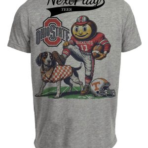 Ohio State Buckeyes vs. Tennessee Volunteers Exclusive Retro Rivalries Playoff Football Artwork Heather Gray Sublimated T-Shirt