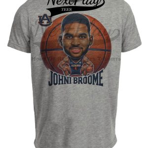 Auburn Tigers Johni Broome March Madness Exclusive Retro Basketball Artwork Heather Gray Sublimated T-Shirt