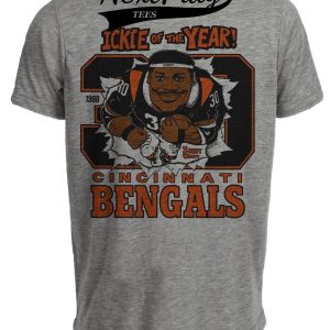 Cincinnati Bengals Ickey Woods Retro Football 1988 Artwork Gray Sublimated T-Shirt