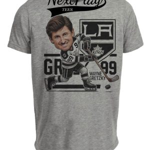 Los Angeles Kings Wayne Gretzky The Great One Exclusive Retro Hockey Artwork Heather Gray Sublimated T-Shirt