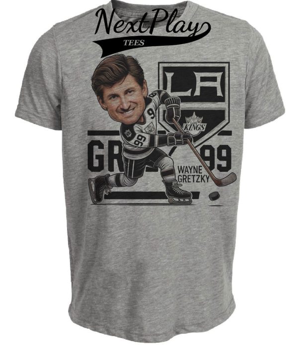 Los Angeles Kings Wayne Gretzky The Great One Exclusive Retro Hockey Artwork Heather Gray Sublimated T-Shirt