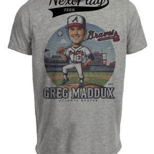 Atlanta Braves Greg Maddux Exclusive Retro Baseball 1995 Artwork Heather Gray Sublimated T-Shirt